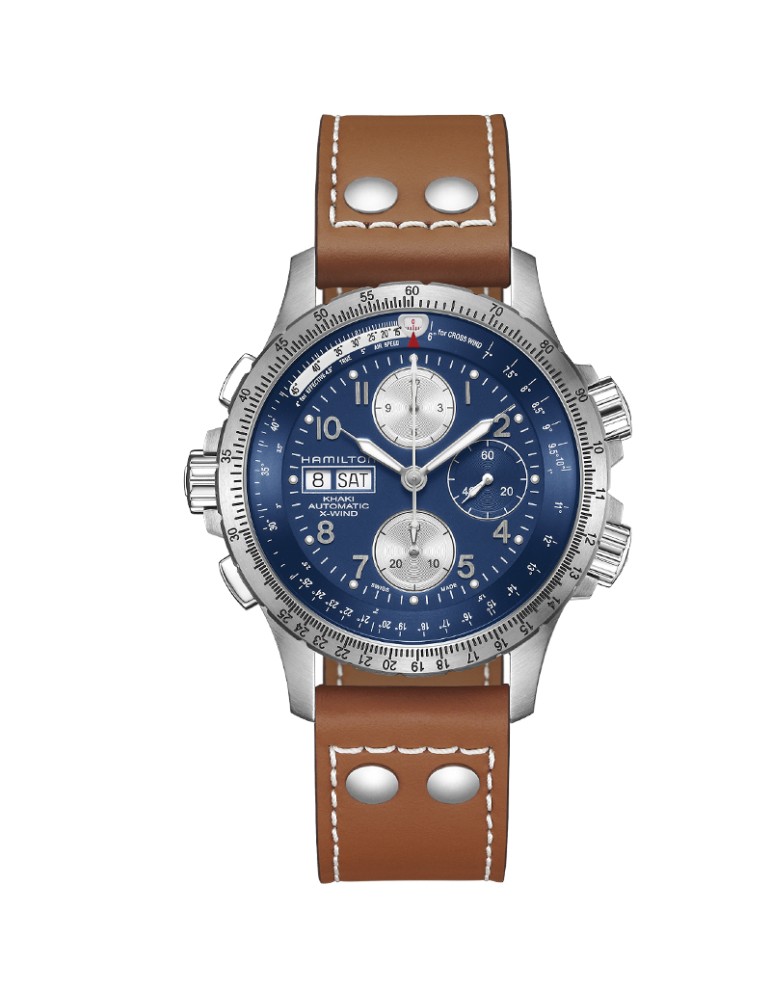 Orologio Hamilton - Khaki Aviation X-Wind Auto Chrono 44mm Blu - H77506540