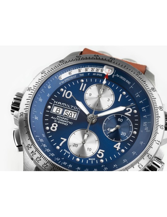 Hamilton Khaki Aviation X-Wind Auto Chrono 44mm Blue Watch - 0
