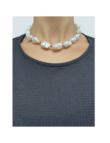 Giadan Necklace - 925% Silver Gilded - Baroque Pearls-Garnet-GIADAN62