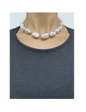 Giadan Necklace - 925% Silver Gilded - Baroque Pearls-Garnet-GIADAN62