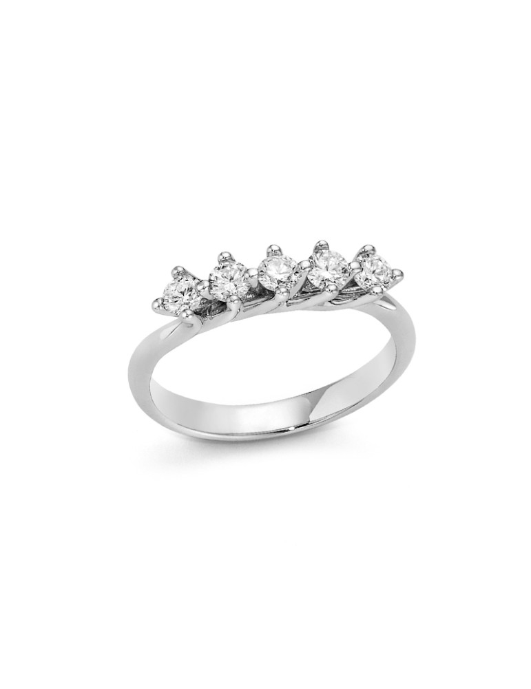 Anello Miluna - in Oro Bianco 18 carati con Cinque Diamanti Naturali 55 pti - LID3387