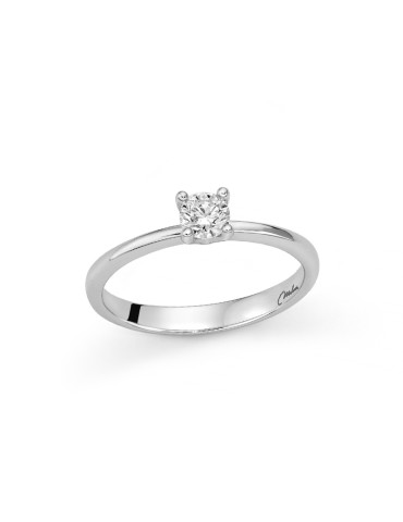 Miluna Ring - Solitaire in 18K White Gold with 30 pt Natural Diamond - 0