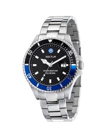 Orologio Sector - Tempo e Data-Silver-43mm-Nero ed Azzurro-R3253161062