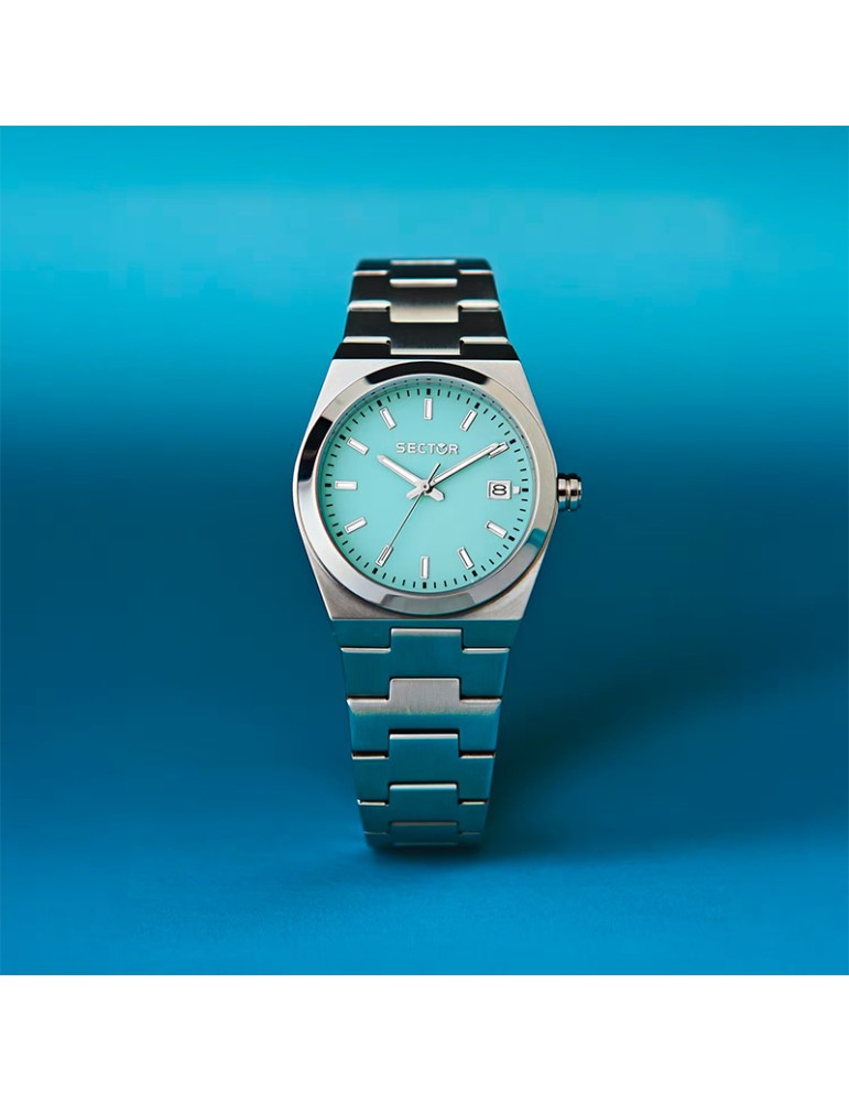 Sector Watch - C300 - Time & Date-Silver-34mm-Turquoise-R3253301503