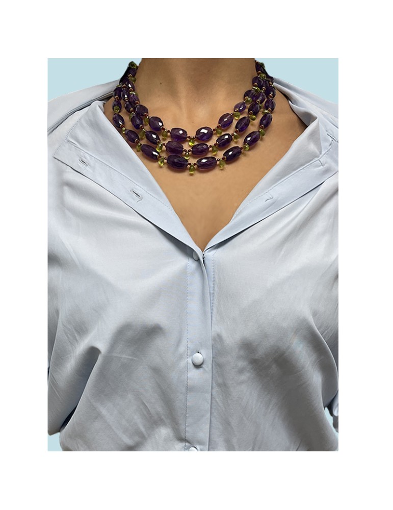Giadan Necklace-Artelier-925% Rosé Silver-Amethyst-Peridot-GIADAN65