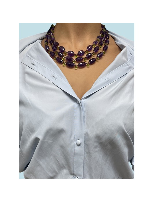 Giadan Necklace-Artelier-925% Rosé Silver-Amethyst-Peridot-GIADAN65