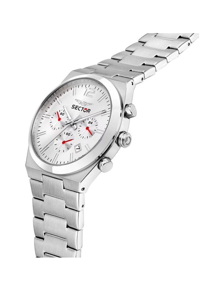 Orologio Sector - Cronografo - Silver -42mm-Dettagli Rossi-R3273301004
