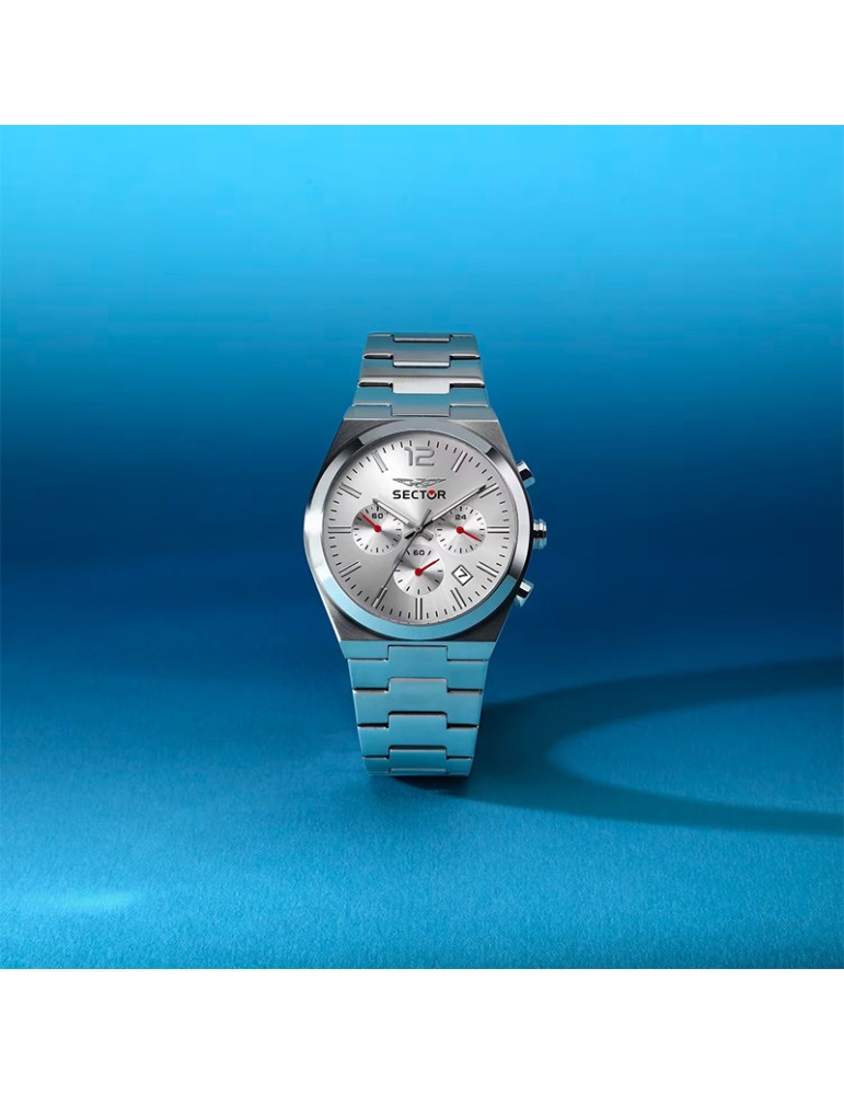 Orologio Sector - Cronografo - Silver -42mm-Dettagli Rossi-R3273301004