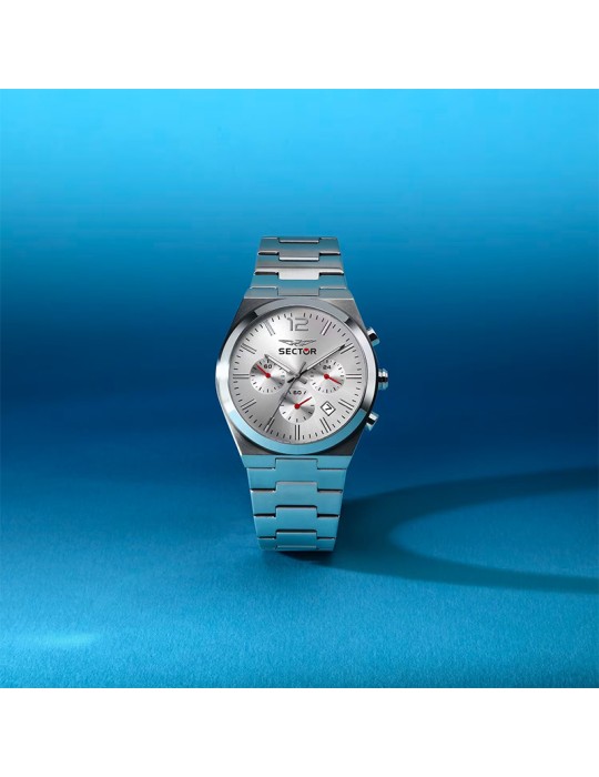 Orologio Sector - Cronografo - Silver -42mm-Dettagli Rossi-R3273301004