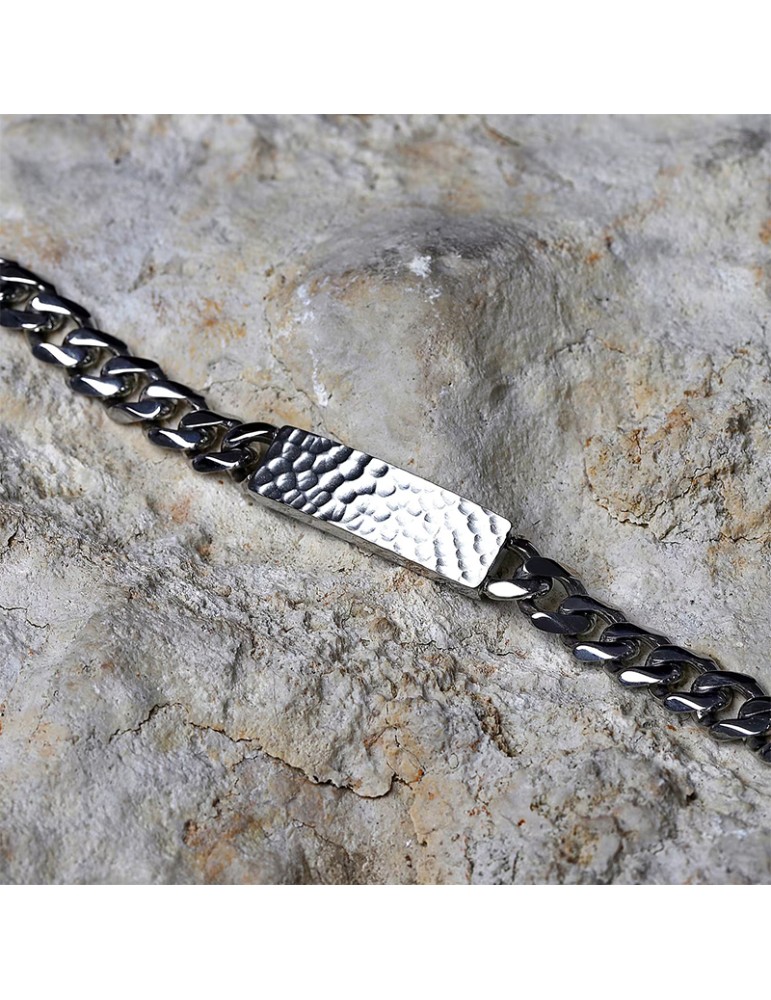 Sector Bracelet - 316L Steel - Patterned Central Plate - SAFT85