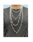 Giadan Necklace - Multistrand - Silver 925% Golden - Pearls-Agate-GIADAN66