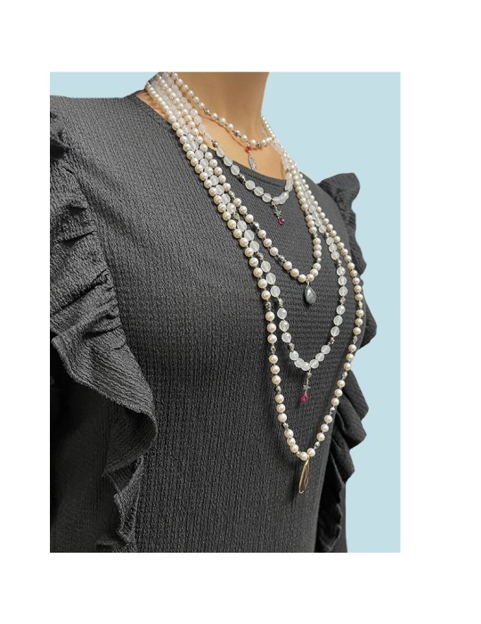 Collana Giadan - Multifilo - Argento 925% Dorato -Perle-Agata-GIADAN66