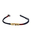 Bracciale Giovepluvio - in Cordino Blu e Bandierine Nautiche in Oro Giallo 18 Carati - 0