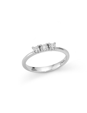 Miluna Ring - Trilogy in 18-karat White Gold with Three Natural Diamonds 27 pts - 0