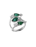 Anello Crivelli - in Oro Bianco 18 Carati con Diamanti Naturali e Smeraldi Verdi - 0