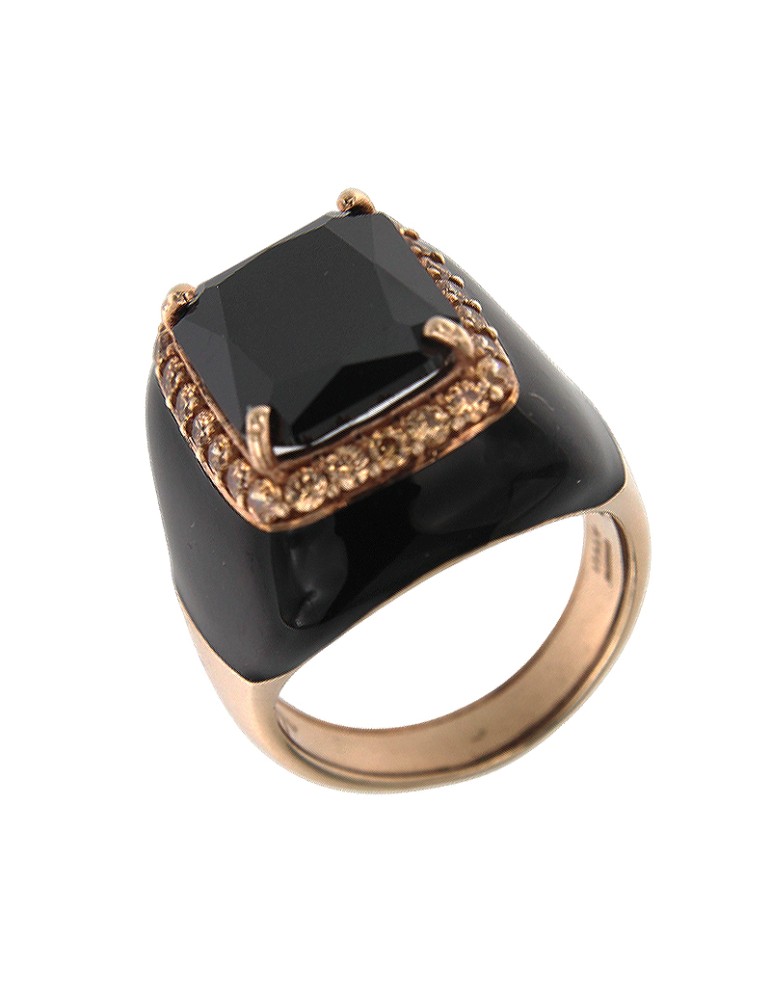 Jadan Ring - 925% Pink Silver - Black Topaz - Size 17-GIADAN71