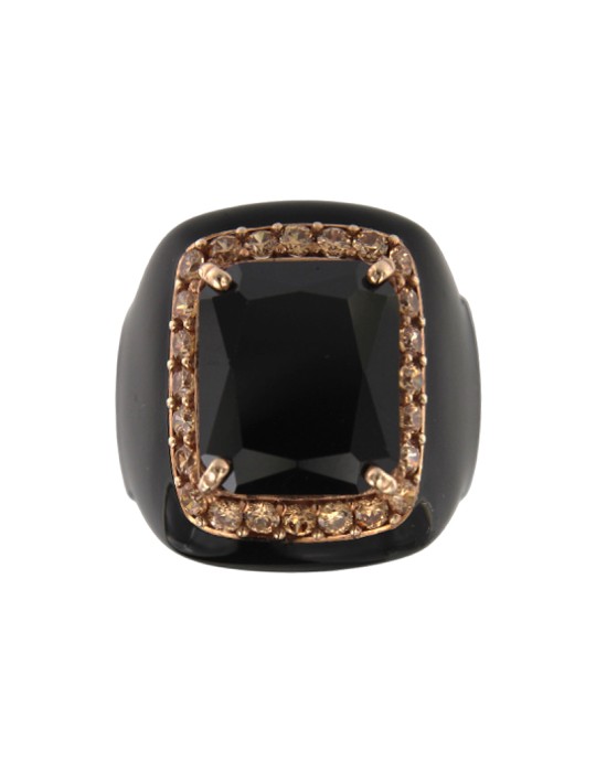 Jadan Ring - 925% Pink Silver - Black Topaz - Size 17-GIADAN71