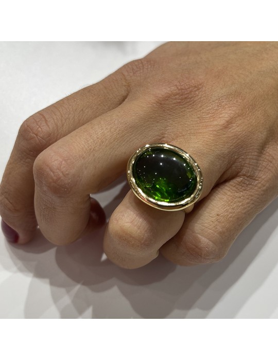 Anello Giadan - Argento 925% Dorato - Topazio Verde-Misura 18-GIADAN72