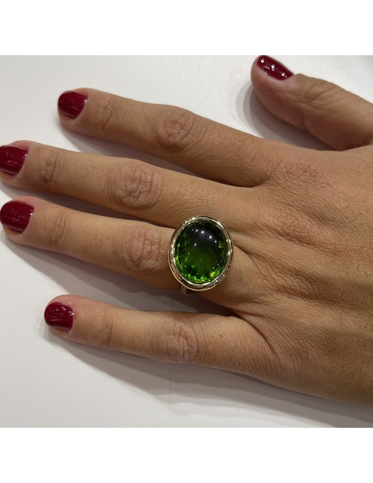 Jadan Ring - 925% Silver Golden - Green Topaz - Size 18-GIADAN72