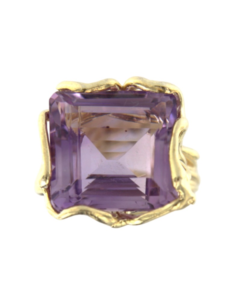 Jadan Ring - 925% Silver Golden - Amethyst - Adjustable - GIADAN73
