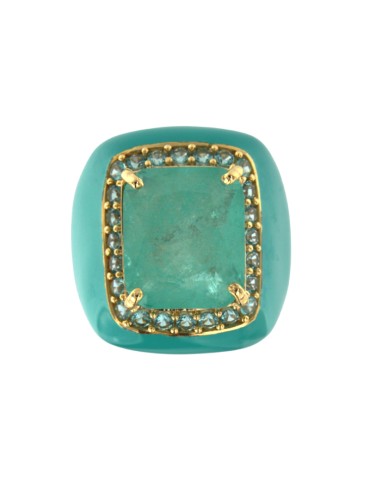 Jadan-925% Silver Golden-Turquoise Topaz-Ring Size 16-GIADAN74 2