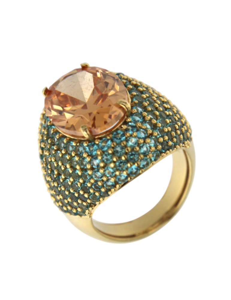 Anello Giadan - Topazio Arancione - Cristalli - Misura 16 - GIADAN75