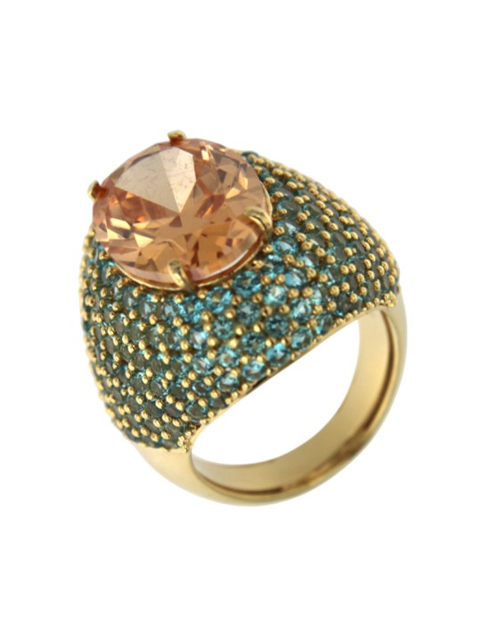 Anello Giadan - Topazio Arancione - Cristalli - Misura 16 - GIADAN75