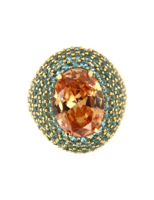 Jadan Ring - Orange Topaz - Crystals - Size 16 - GIADAN75