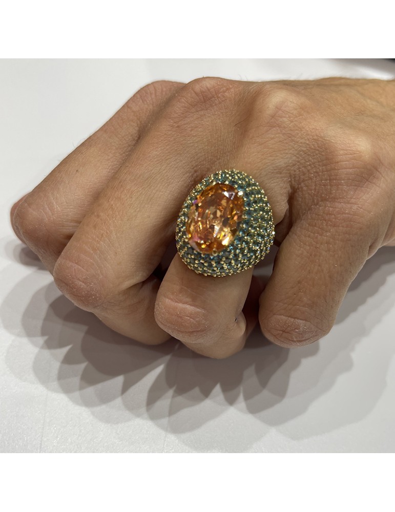 Jadan Ring - Orange Topaz - Crystals - Size 16 - GIADAN75