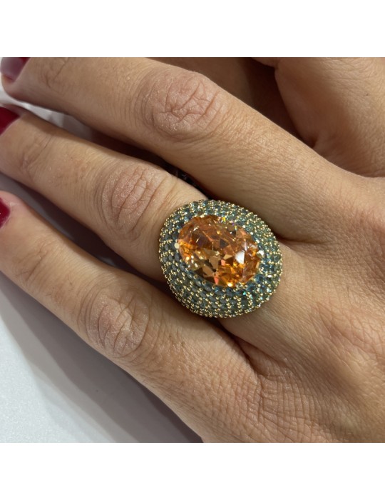 Jadan Ring - Orange Topaz - Crystals - Size 16 - GIADAN75
