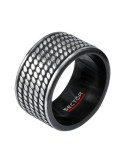 Sector Ring - Row - 316L Steel - Black Enamel - Size 23-SACX14023