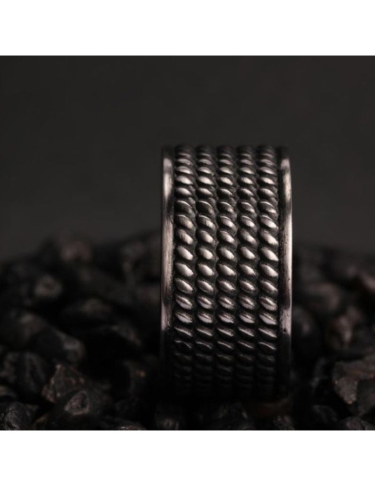 Sector Ring - Row - 316L Steel - Black Enamel - Size 23-SACX14023
