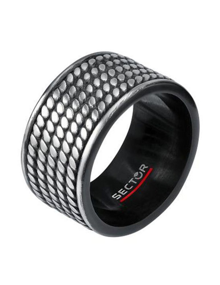 Anello Sector - Row - Acciaio 316L - Smalto Nero - Misura 25-SACX14025
