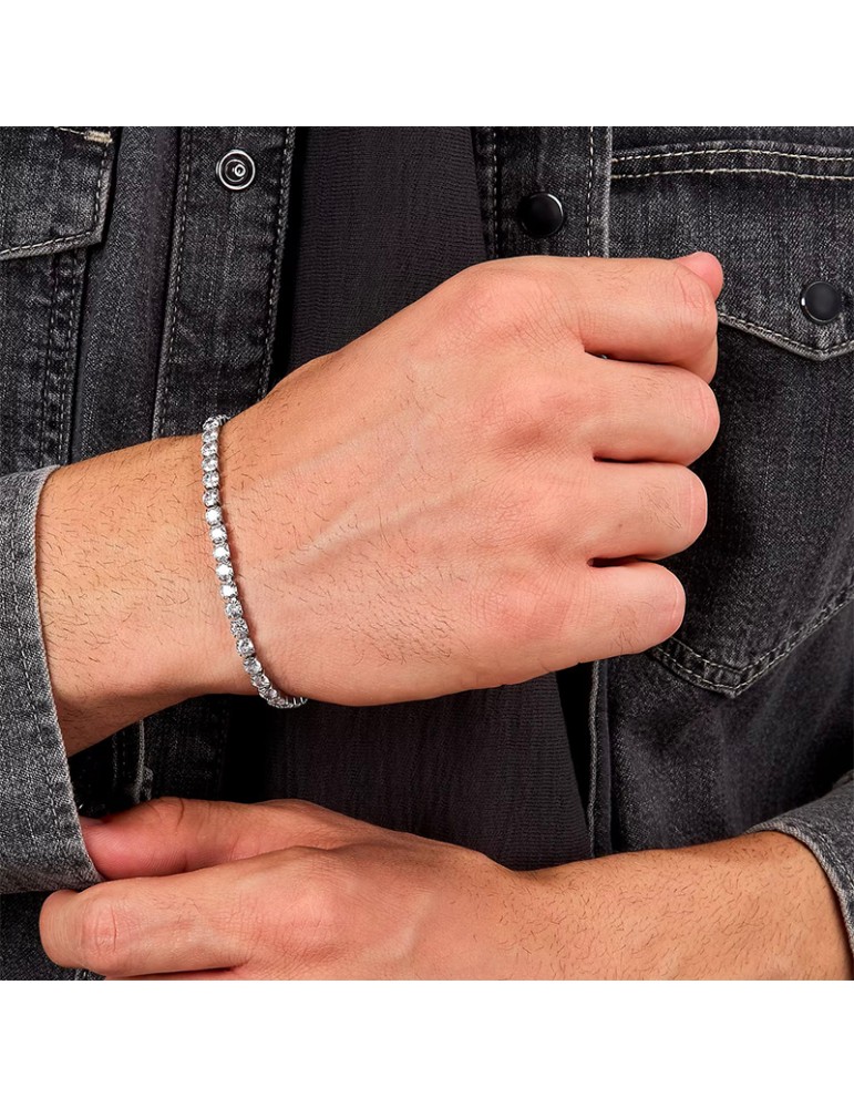 Sector Bracelet - 316L Steel - White Zirconia Set - SANN62
