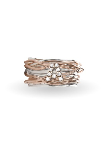 Rubinia Ring - Filodellavita Classic 13 Strands in 925% Silver Personalized Letter A - 0