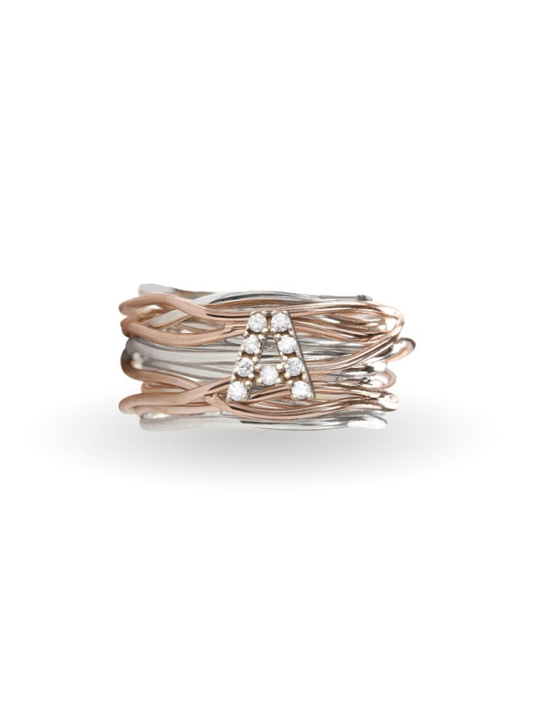 Rubinia Ring - Filodellavita Classic 13 Strands in 925% Silver Personalized Letter A - 0