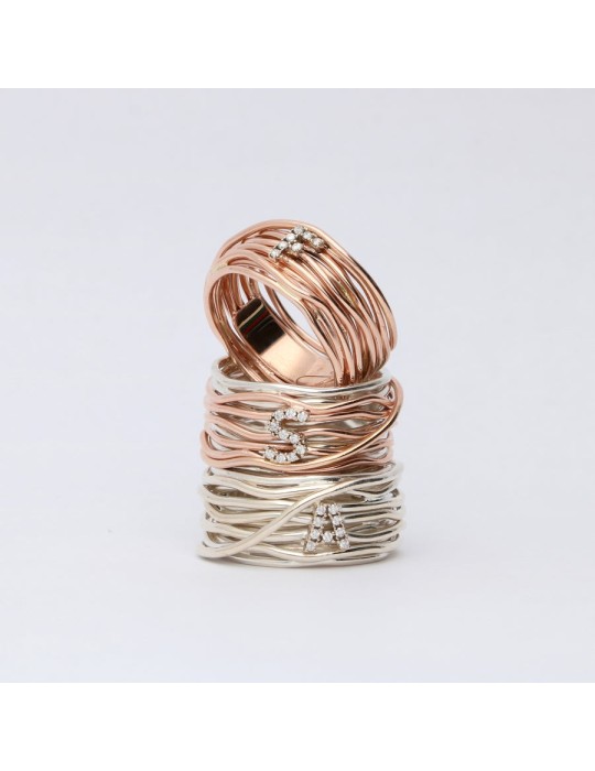 Rubinia Ring - Filodellavita Classic 13 Strands in 925% Silver Personalized Letter A - 0