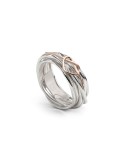Anello Rubinia - Filodellavita Classic 7 Fili in Argento 925% e Cuore Annodato in Oro Rosa 9kt - Misura 14 - 0