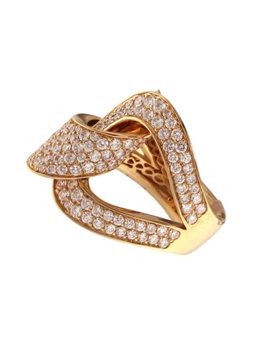 Crivelli Ring - Knot in 18K Rose Gold with 3.10 ct Natural Diamonds - 0