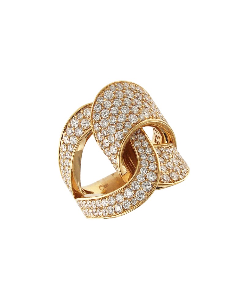 Crivelli Ring - Knot in 18K Rose Gold with 3.10 ct Natural Diamonds - 0