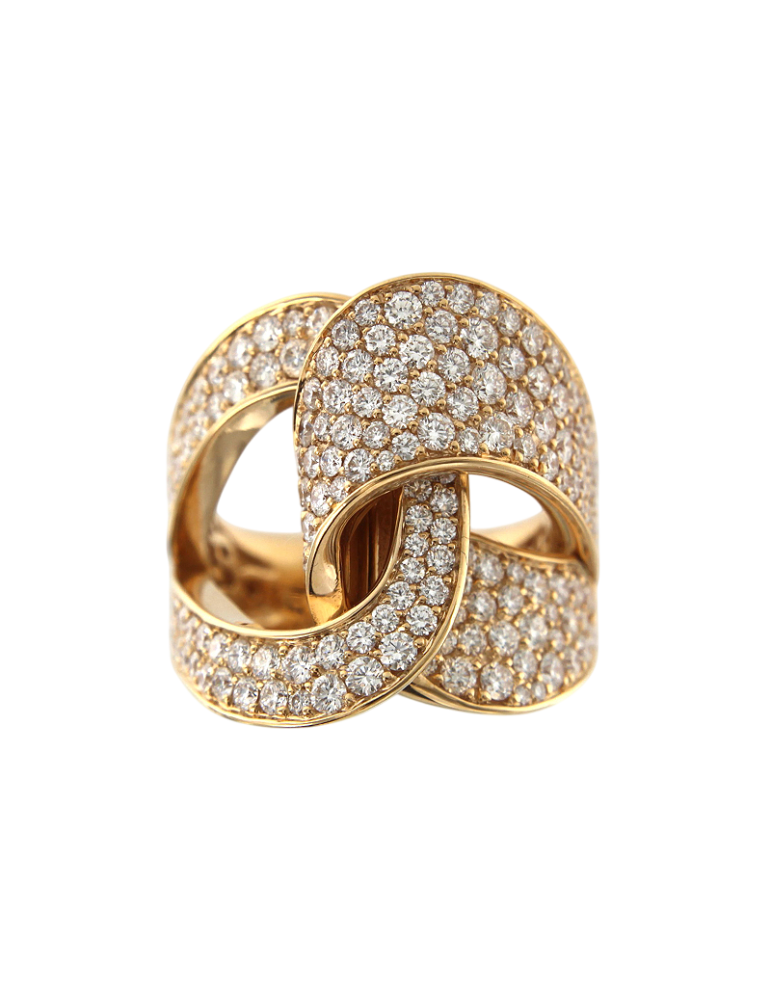 Crivelli Ring - Knot in 18K Rose Gold with 3.10 ct Natural Diamonds - 0