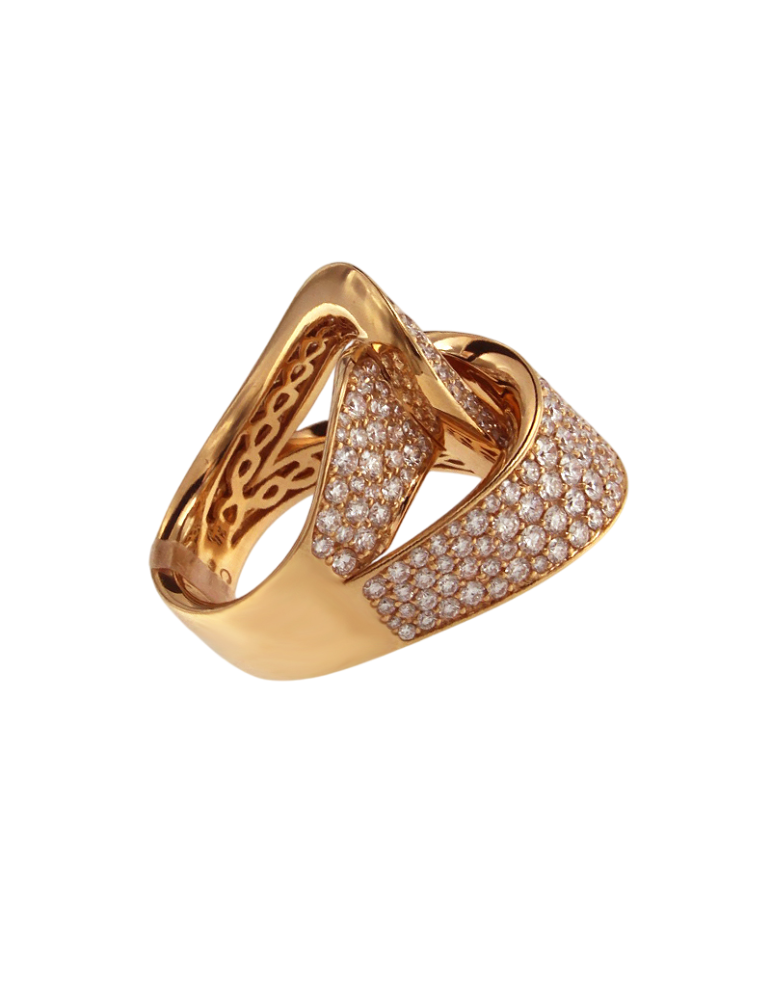Crivelli Ring - Knot in 18K Rose Gold with 3.10 ct Natural Diamonds - 0