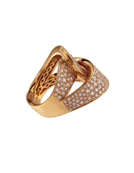 Crivelli Ring - Knot in 18K Rose Gold with 3.10 ct Natural Diamonds - 0