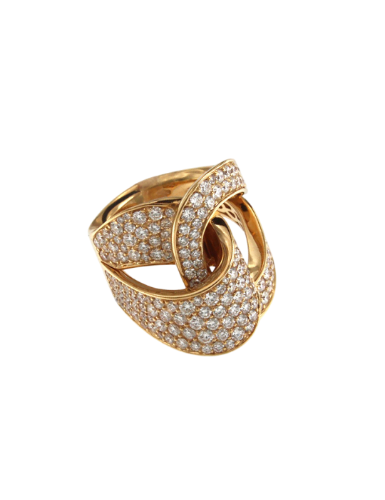 Crivelli Ring - Knot in 18K Rose Gold with 3.10 ct Natural Diamonds - 0