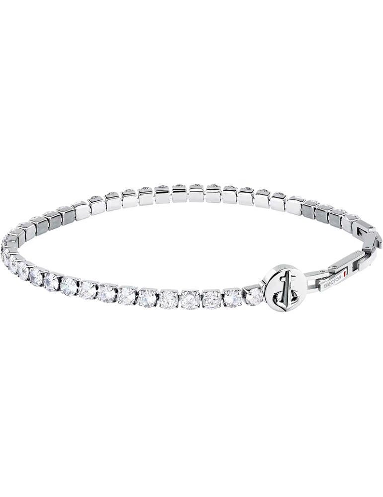 Sector Bracelet - White Spinels - Silver Anchor - SANN66