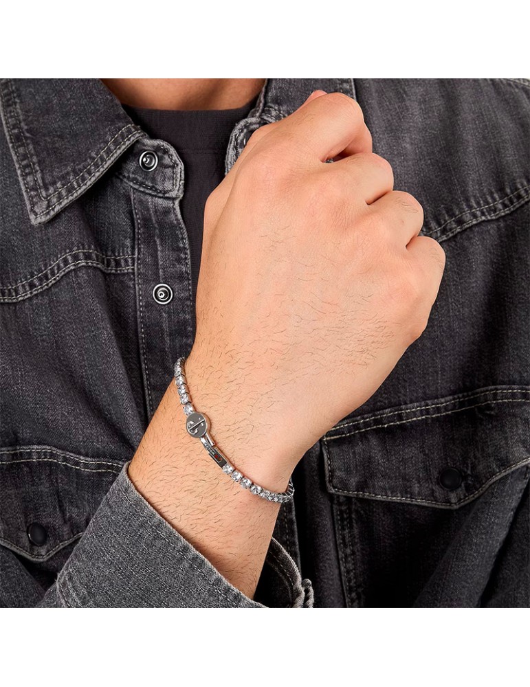 Sector Bracelet - White Spinels - Silver Anchor - SANN66