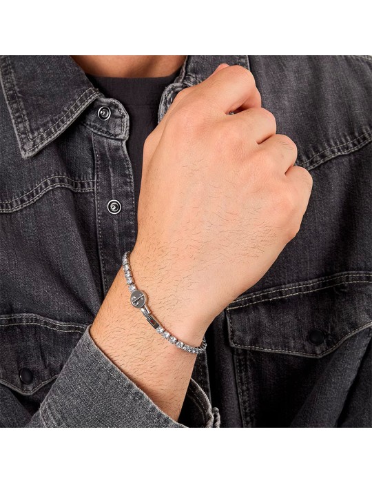 Sector Bracelet - White Spinels - Silver Anchor - SANN66