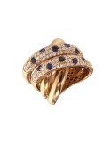 Anello Crivelli - a Fascia in Oro Rosa 18 Carati con Zaffiri Blu e Diamanti Naturali 1,35 ct - 0