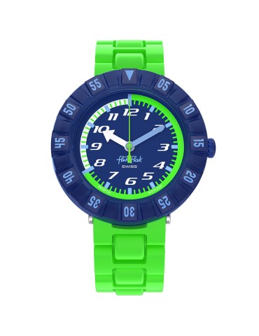 Orologio Flik Flak - Neonbrick - Verde - 37mm -Blu-Mattoncini-ZFCSP132