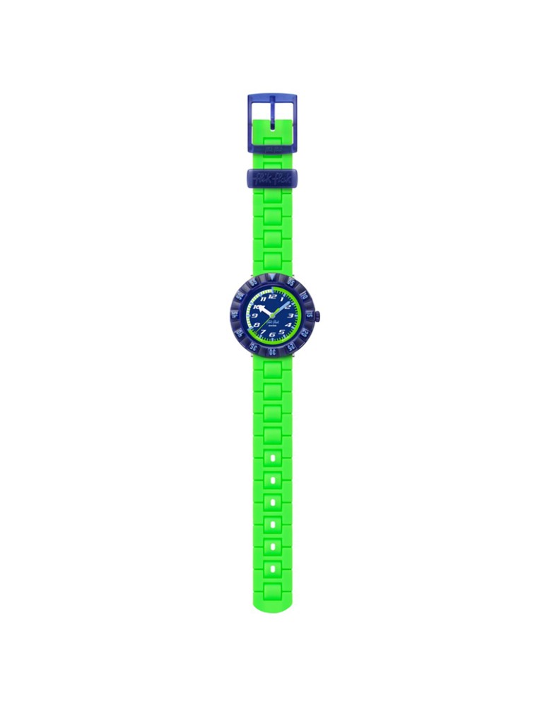 Orologio Flik Flak - Neonbrick - Verde - 37mm -Blu-Mattoncini-ZFCSP132